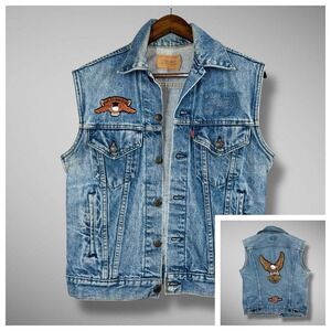 Vintage 80s Levi's Blue Denim Jean Type 3 Trucker Vest Mens Small S‎ 60514 0214